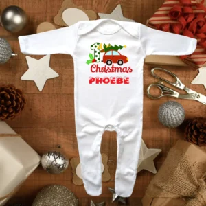 1st Christmas Red Car Envelope Neck Sleepsuit