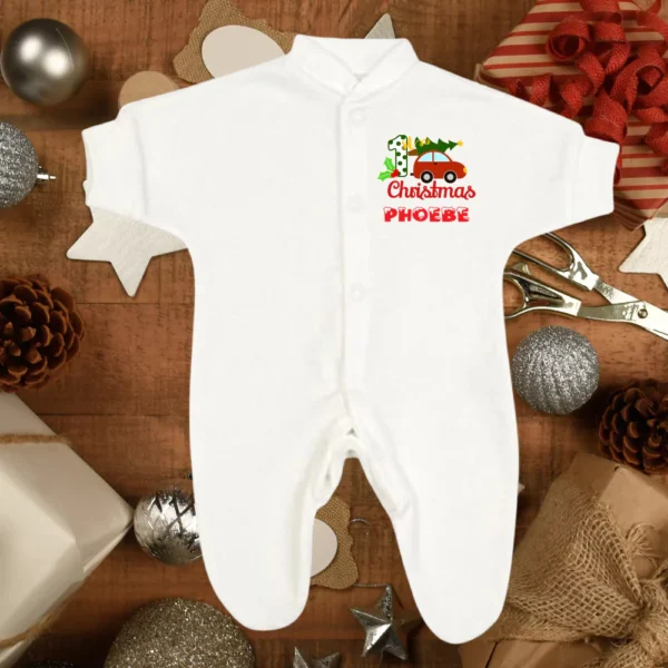 1st Christmas Red Car Micro Premature Sleepsuit