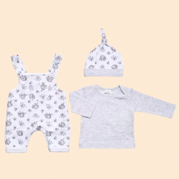 Grey Elephant Dungaree 3 Piece Set.