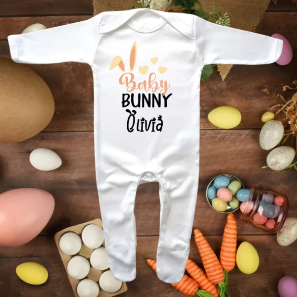 Baby Bunny Easter Envelope Neck Sleepsuit