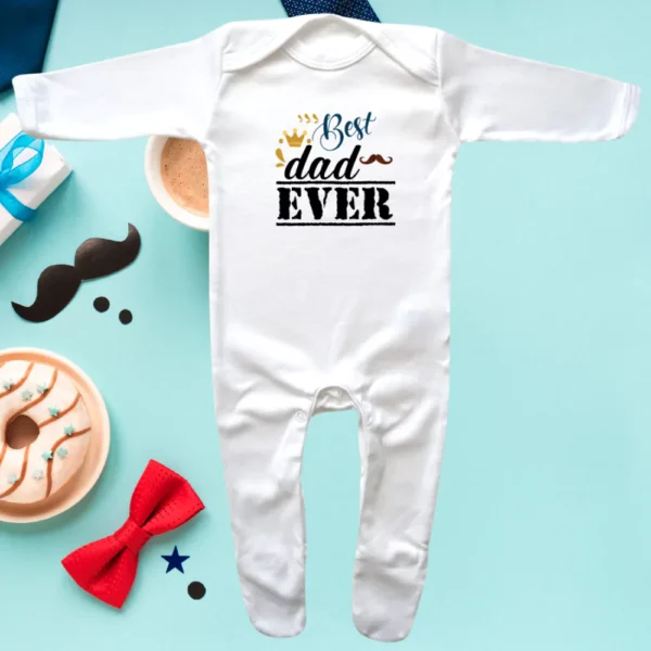 Best Dad Ever Crown Envelope Neck Sleepsuit