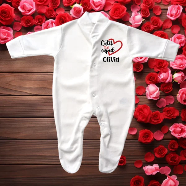 Cuter Than Cupid Heart Valentine Sleepsuit