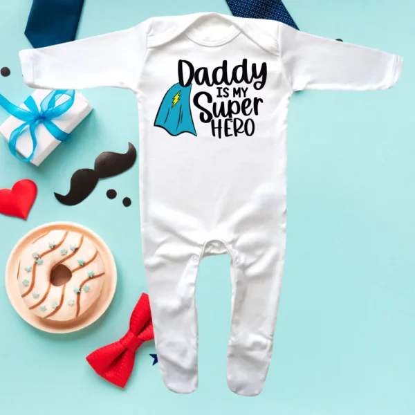 Daddy Is My Superhero Envelope Neck Sleepsuit