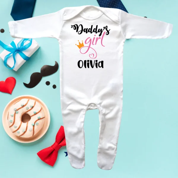 Daddy's Girl Crown Envelope Neck Sleepsuit