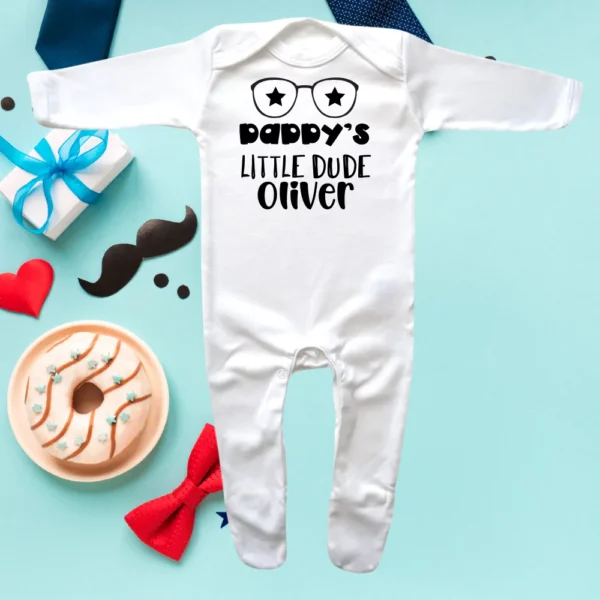 Daddy's Little Dude Envelope Neck Sleepsuit