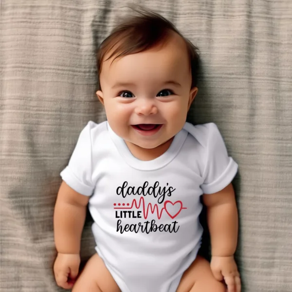 Daddy's Little Heartbeat Valentine Baby Vest