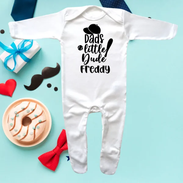 Dads Little Dude Envelope Neck Sleepsuit