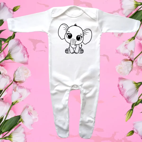 Envelope Neck Cute Elephant Sleepsuit