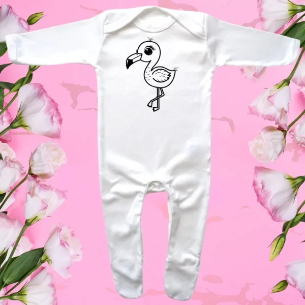 Envelope Neck Cute Flamingo Sleepsuit