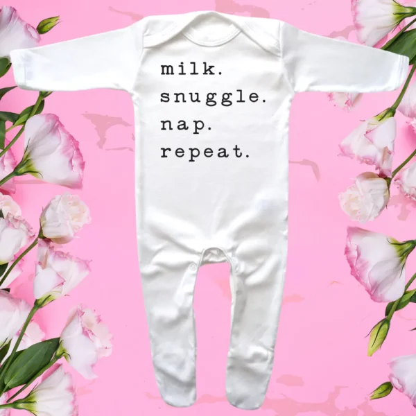 Envelope Neck Milk Snuggle Nap Repeat Sleepsuit