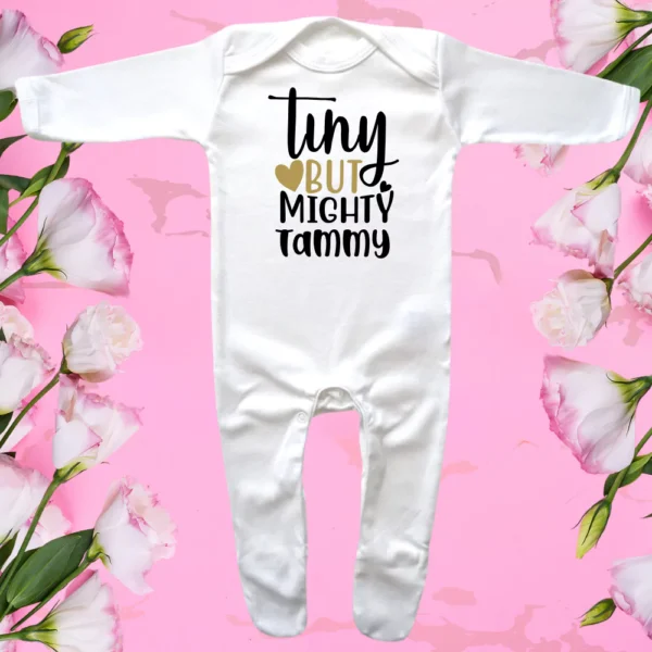 Envelope Neck Tiny But Mighty Gold Sleepsuit