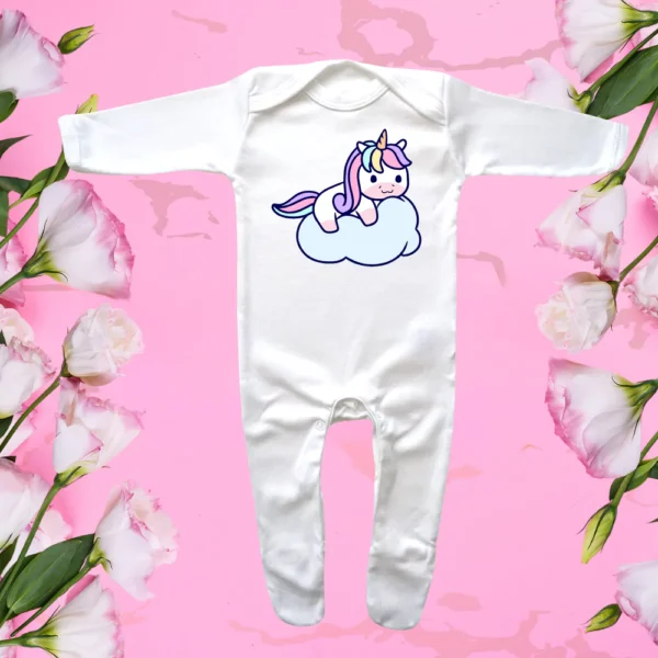 Envelope Neck Unicorn Lying Cloud Sleepsuit