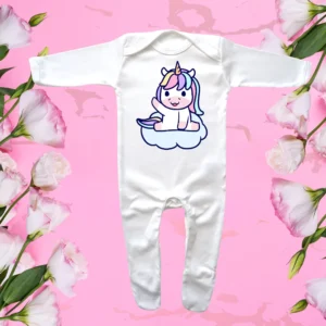 Envelope Neck Unicorn Sitting Cloud Wave Sleepsuit