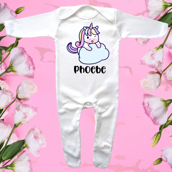 Envelope Neck Unicorn Winking Cloud Sleepsuit