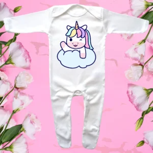 Envelope Neck Unicorn Winking Cloud Wave Sleepsuit