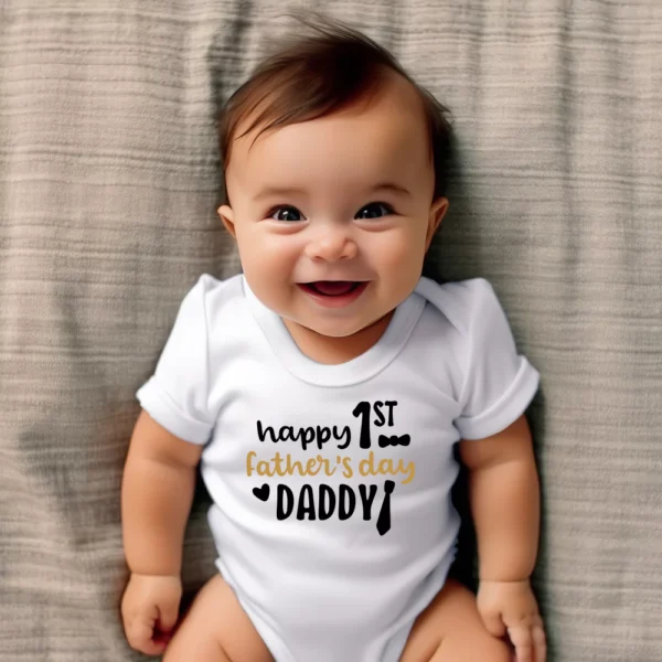 Happy 1st Fathers Day Daddy Baby Vest