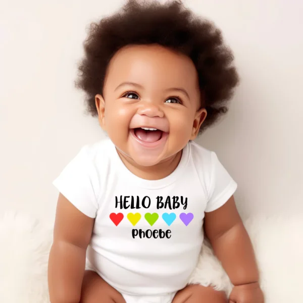 Hello Baby Rainbow Hearts Baby Vest