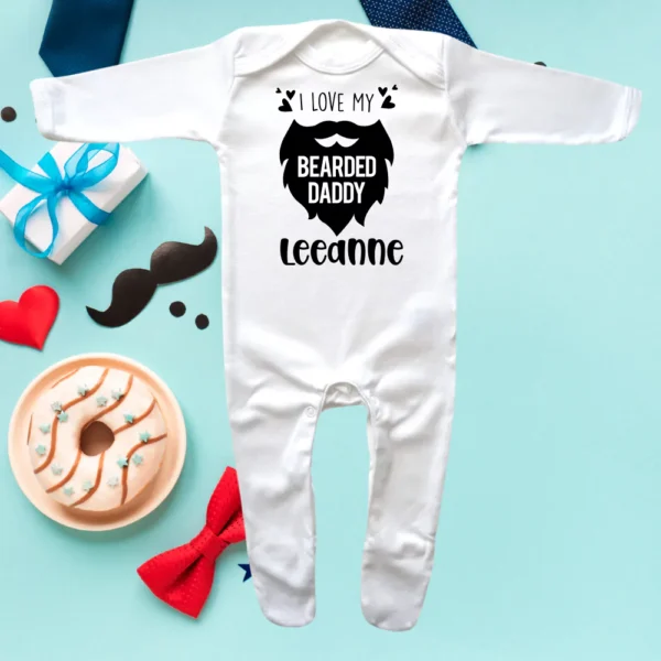 I Love My Bearded Daddy 3 Envelope Neck Sleepsuit