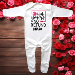 I'm Yours No Refund Envelope Neck Sleepsuit