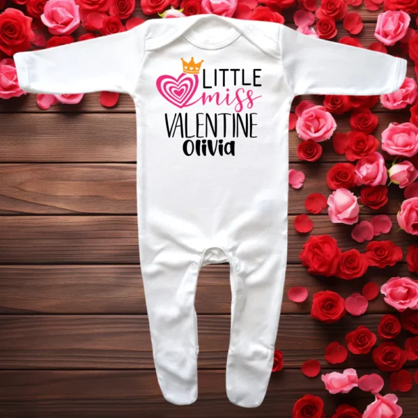 Little Miss Valentine Envelope Neck Sleepsuit