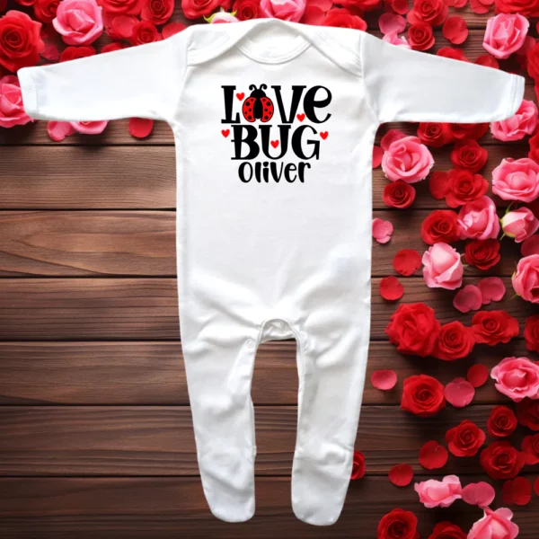 Love Bug Valentine Envelope Neck Sleepsuit