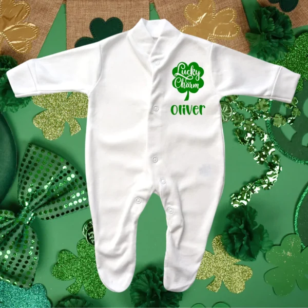 Lucky Charm 4 Leaf Clover Sleepsuit