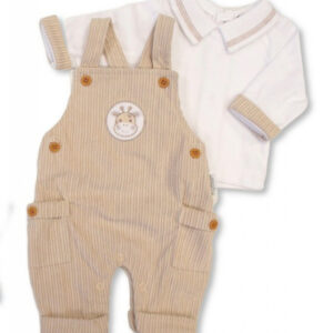 Premature Baby Giraffe Corduroy Dungaree 2-Piece Set