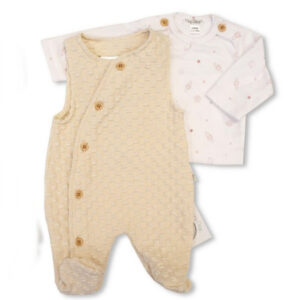 Premature Baby Boys Space Jacquard Dungaree 2-Piece Set