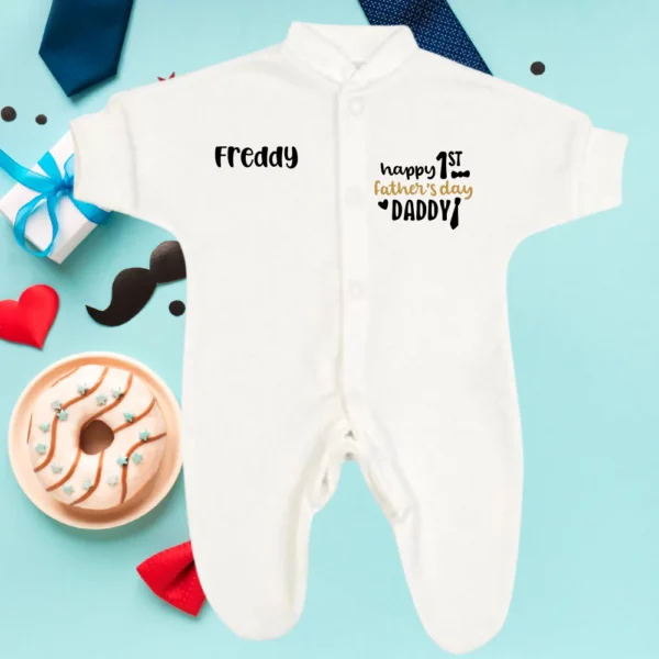 Micro Prem Gold Happy 1st Father's Day Daddy Sleepsuit