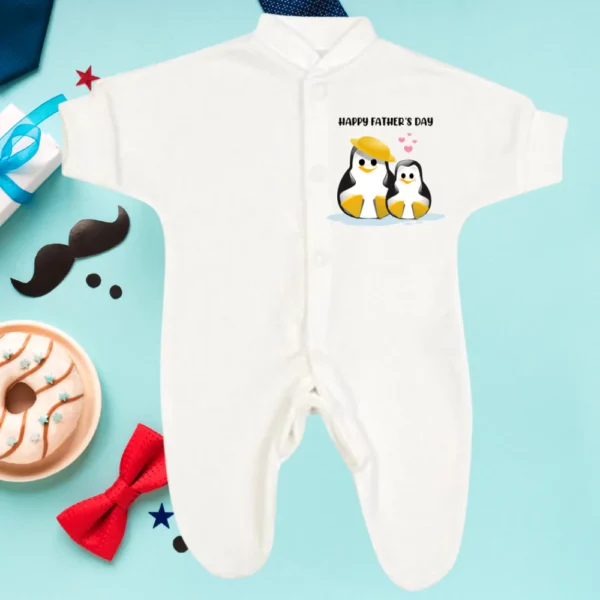 Micro Prem Happy Penguin Fathers Day Sleepsuit