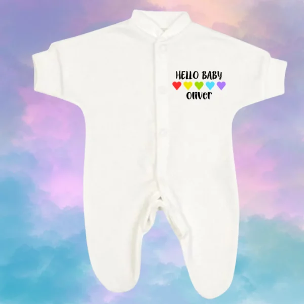 Micro Prem Hello Baby Rainbow Hearts Sleepsuit