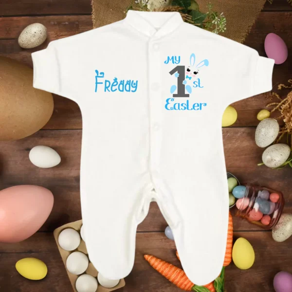 Micro Prem My 1st Easter Rabbit Blue Sleepsuit