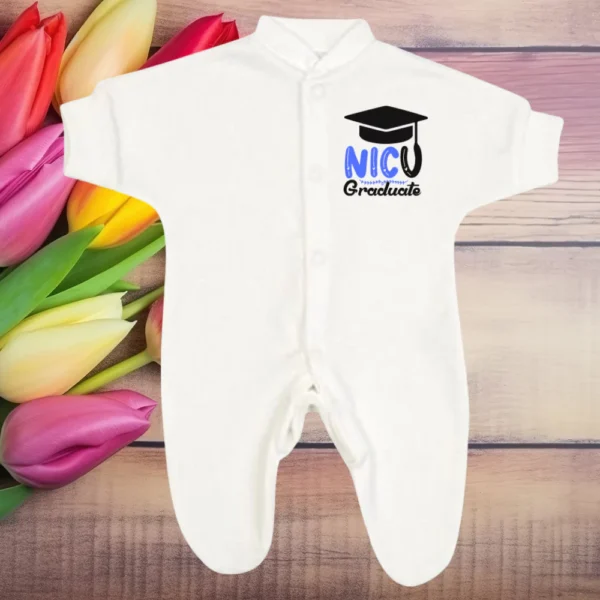 Micro Prem NICU Graduate Cap Blue Sleepsuit