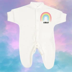 Micro Prem Personalised Rainbow Sleepsuit