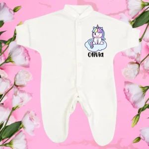 Micro Premature Unicorn Winking Cloud Sitting Sleepsuit