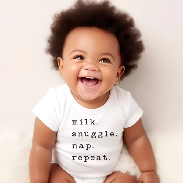 Milk Snuggle Nap Repeat Baby Vest