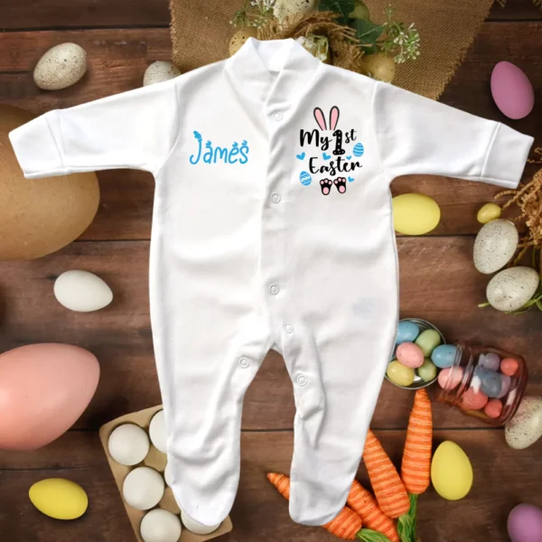 My 1st Easter Black Bunny Sleepsuit