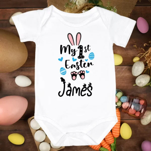 My 1st Easter Black Pink/Blue Bunny Vest