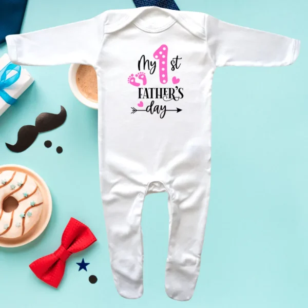 My 1st Father's Day personalised Envelope Neck Sleepsuit