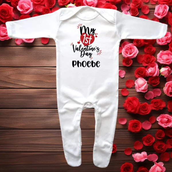 My 1st Valentines Day Envelope Neck Sleepsuit