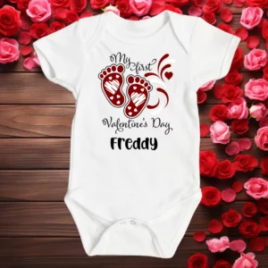 My First Valentines Day Baby Feet Vest