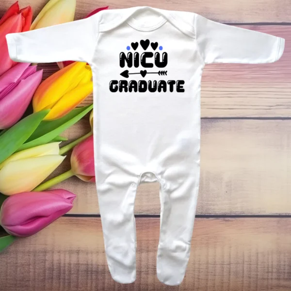 NICU Graduate Hearts Envelope Neck Sleepsuit