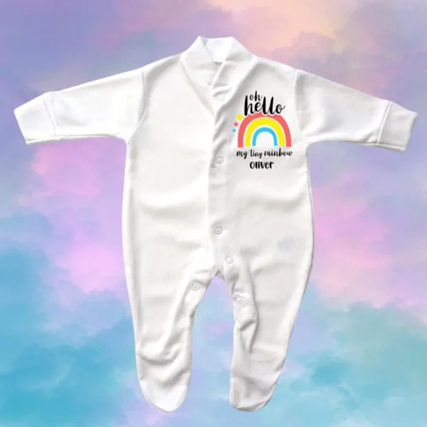 Oh Hello My Tiny Rainbow Sleepsuit