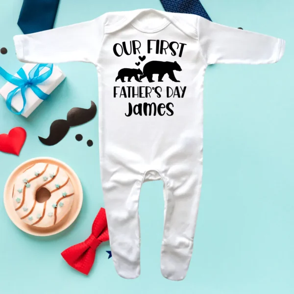 Our First Fathers Day Envelope Neck Sleepsuit