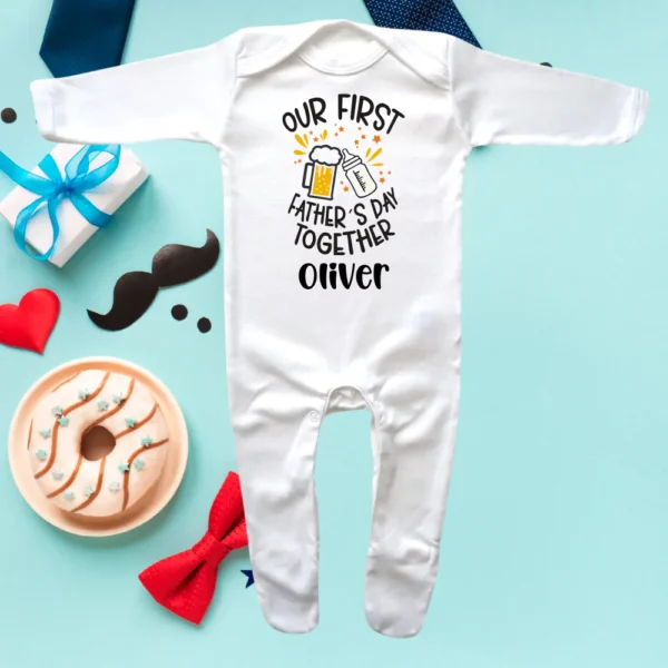 Our First Fathers Day Together Envelope Neck Sleepsuit