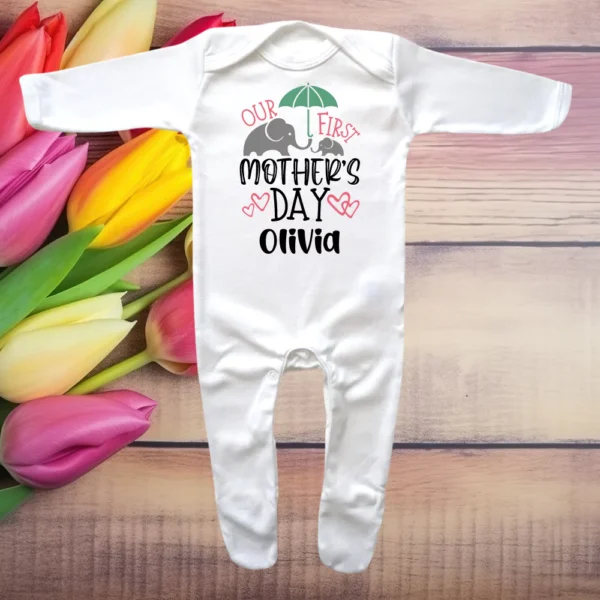 Our First Mothers Day Envelope Neck Sleepsuit