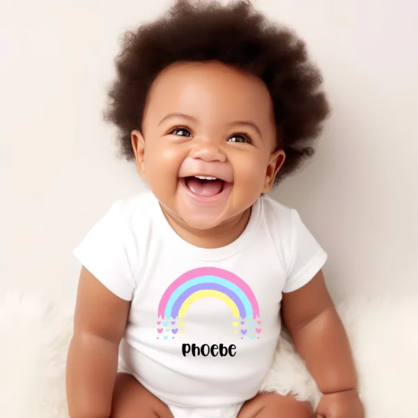 Pastel Rainbow Hearts Baby Vest