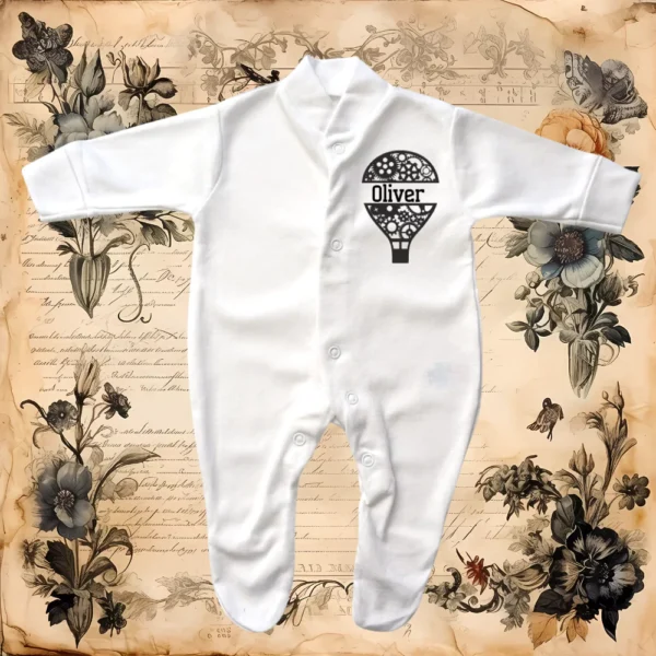 Personalised Steampunk Hot Air Balloon Sleepsuit