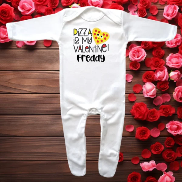 Pizza Is My Valentine Envelope Neck Sleepsuit