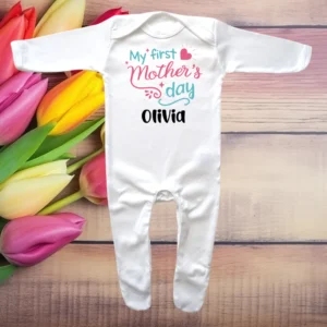 My First Mothers Day Heart Envelope Neck Sleepsuit